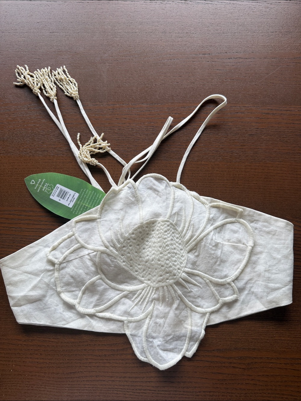 FARM Rio Flower Linen Blend Crop Top XL - Picture 3 of 5